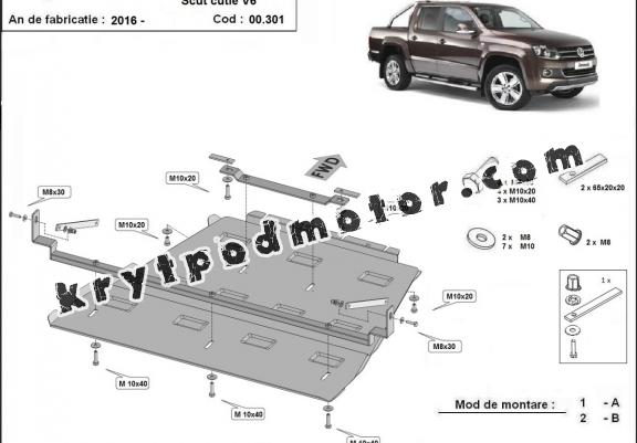 Kryt pod převodovka a diferenciál Volkswagen Amarok -  V6 automat