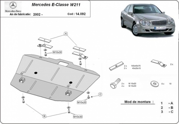 Kryt pod motor Mercedes E-Classe W211