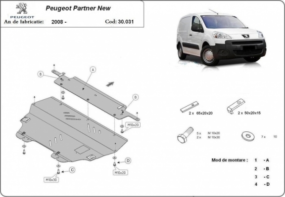 Kryt pod motor Peugeot Partner