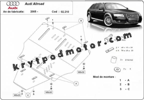 Kryt pod motor Audi A6 Allroad 2 - sans latéraux