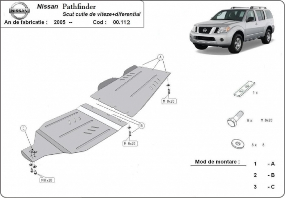 Kryt pod převodovka a diferenciál Nissan Pathfinder