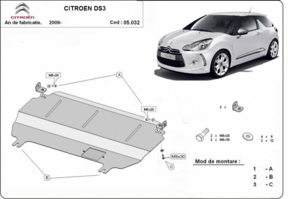 Kryt pod motor Citroen DS3