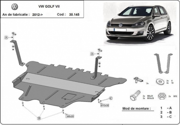 Kryt pod motor VW Golf 7 -  ruční převodovka