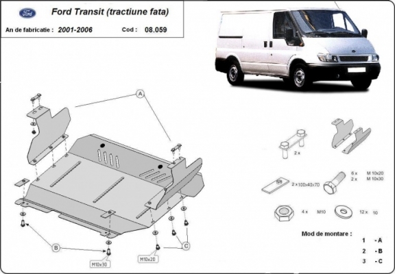 Kryt pod motor Ford Transit - FWD