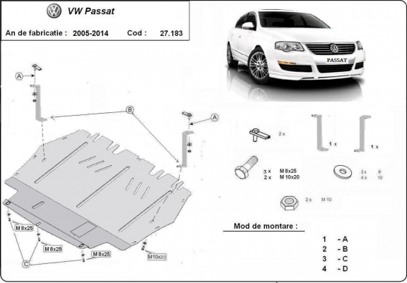 Kryt pod motor VW Passat B6