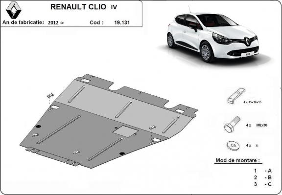 Kryt pod motor Renault Clio 4