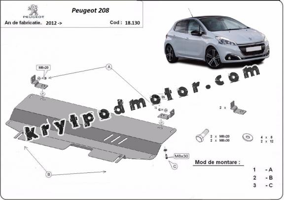 Kryt pod motor Peugeot 208