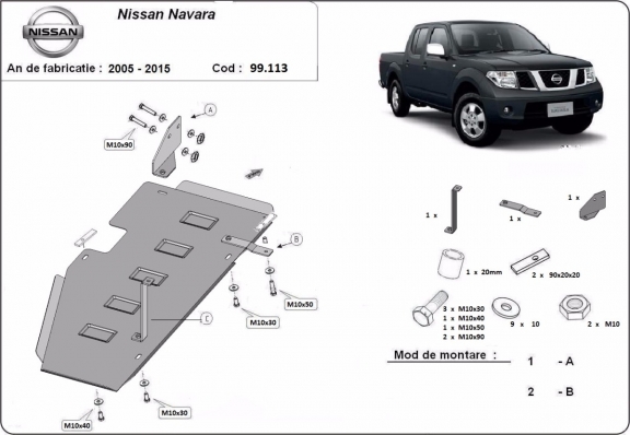 Kryt pod nádrž Nissan Navara D40