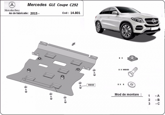 Kryt pod motor Mercedes GLE Coupe C292