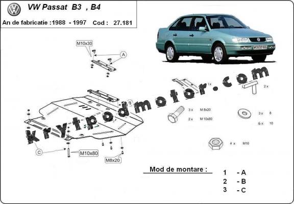Kryt pod motor Volkswagen Passat - B3, B4 - Diesel