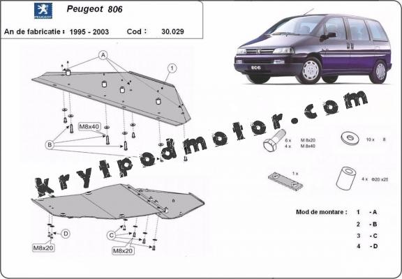 Kryt pod motor Peugeot 806