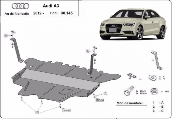 Kryt pod motor Audi A3 (8V)