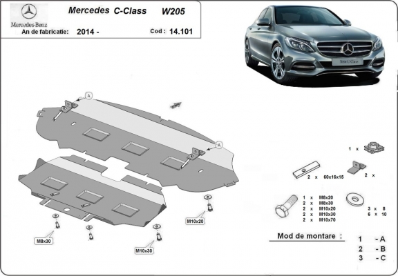 Kryt pod motor Mercedes C-Class W205