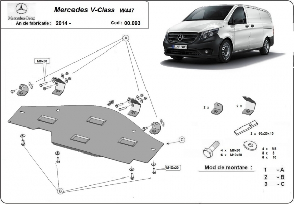 Kryt pod systém Stop&Go Mercedes V-Class W447, 4x2, 1.6 D