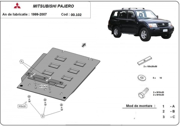 Kryt pod převodovka Mitsubishi Pajero 3 (V60, V70)