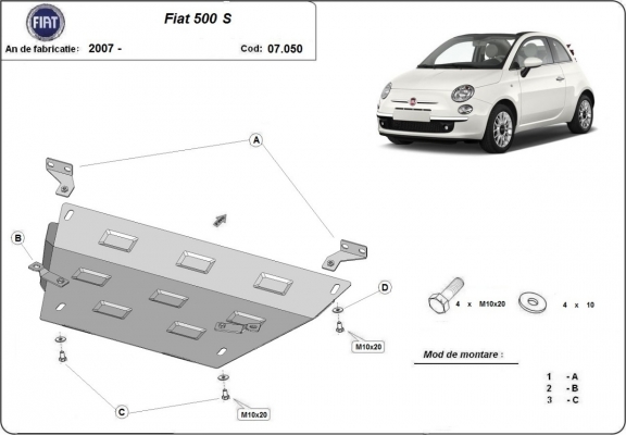 Kryt pod motor Fiat 500 S