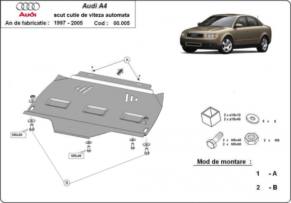 Kryt pod automatická převodovka Audi A4  B6