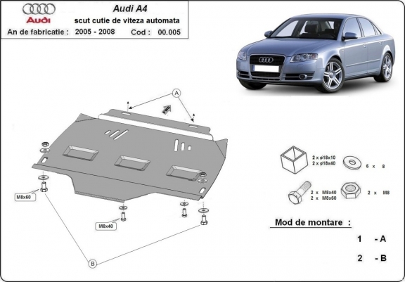 Kryt pod automatická převodovka Audi A4  B7