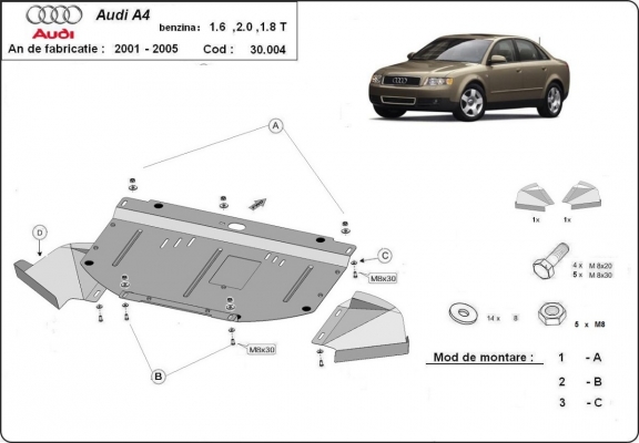 Kryt pod motor Audi A4  B6