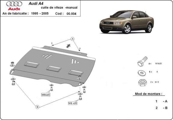 Kryt pod manuální převodovka  Audi A4  B6