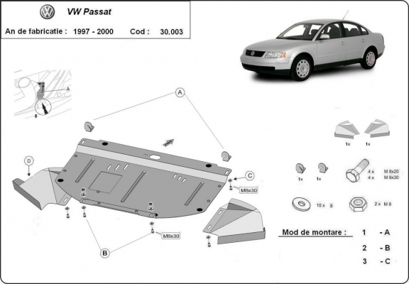 Kryt pod motor VW Passat B5