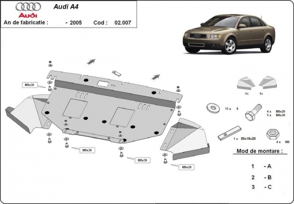 Kryt pod motor Audi A4  B6