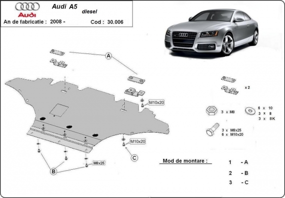 Kryt pod motor Audi A5, diesel