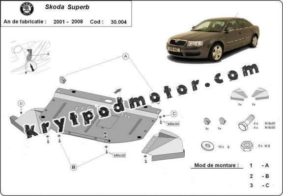 Kryt pod motor Skoda Superb - 1,8  1,9 2,0 TDI