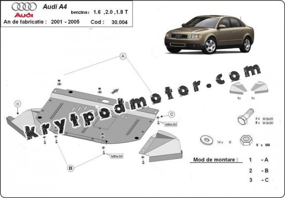 Kryt pod motor Audi A4  B6