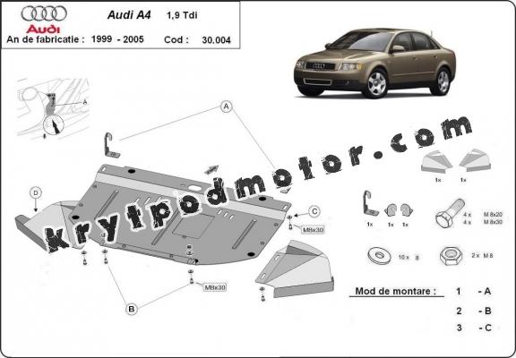 Kryt pod motor Audi A4  B6, 1.9 Tdi