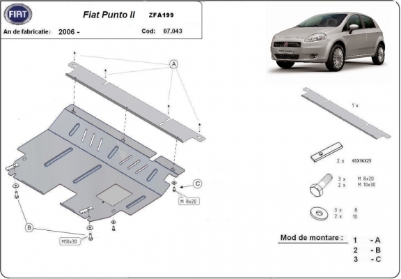 Kryt pod motor Fiat Punto 