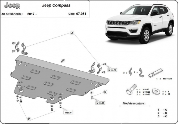 Kryt pod motor Jeep Compass