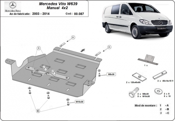 Kryt pod převodovka Mercedes Vito W639 - 2.2 D 4x2