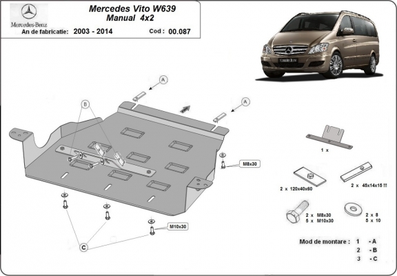 Kryt pod převodovka Mercedes Viano W639 - 2.2 D 4x2