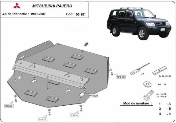 Kryt pod převodovka Mitsubishi Pajero 3 (V60, V70) Vers. 2.0
