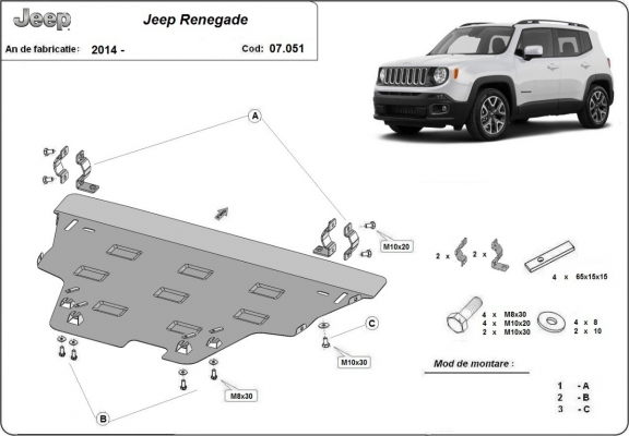 Kryt pod motor Jeep Renegade