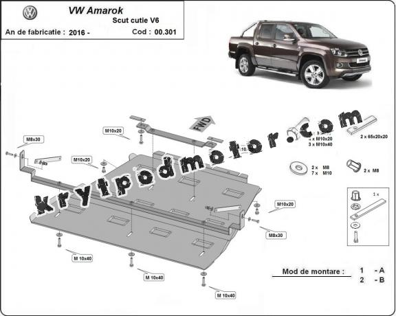 Kryt pod převodovka a diferenciál Volkswagen Amarok -  V6 automat