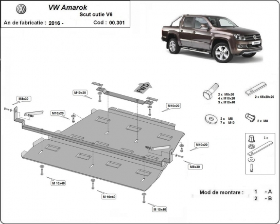 Kryt pod převodovka a diferenciál Volkswagen Amarok -  V6 automat