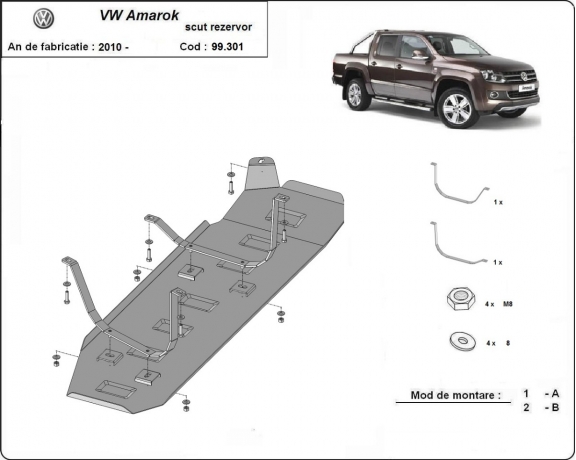 Kryt pod nádrž Volkswagen Amarok - Pouze u verzí bez ochrany z výroby