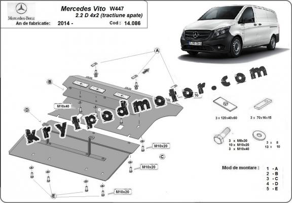 Kryt pod motor Mercedes Vito W447 - 4X2 