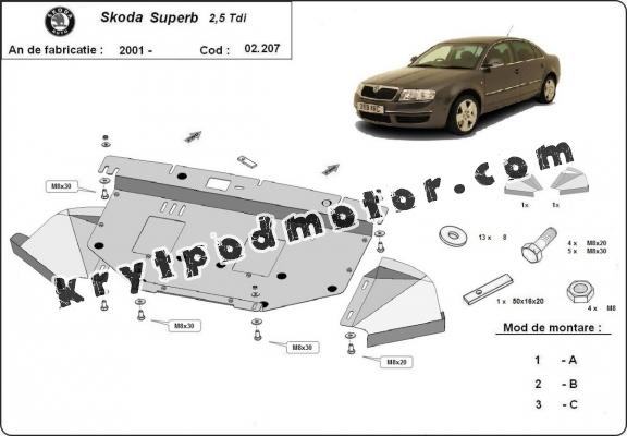 Kryt pod motor Skoda Superb - 2.5 Tdi, V6