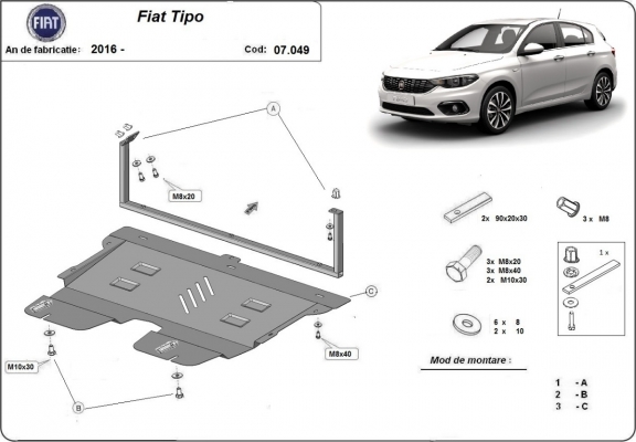 Kryt pod motor Fiat Tipo