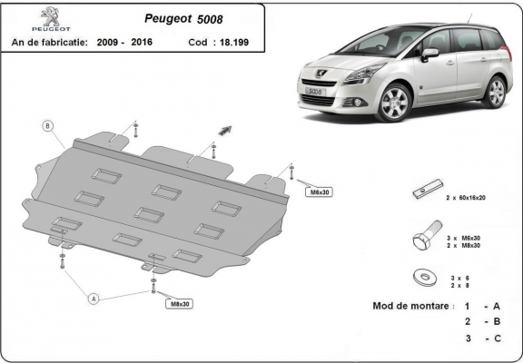 Kryt pod motor Peugeot 5008