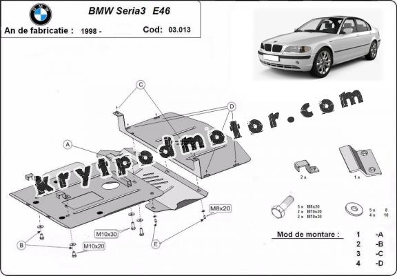 Kryt pod motor BMW Seria 3 E46 - benzín