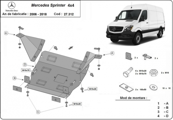 Kryt pod motor Mercedes Sprinter 906 4x4