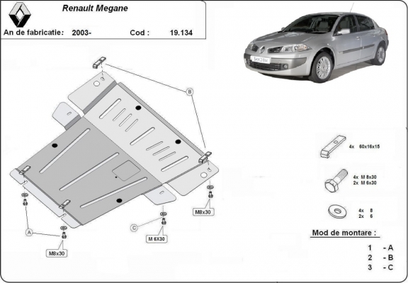 Kryt pod motor Renault Megane 2