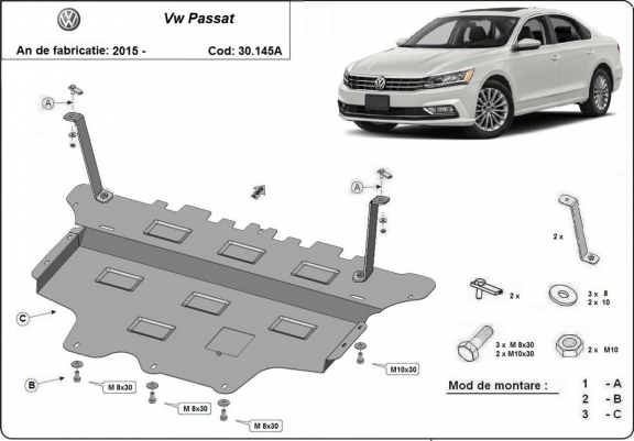 Kryt pod motor VW Passat B8 -  automatická převodovka
