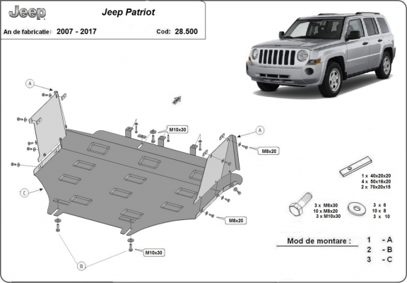 Kryt pod motor Jeep Patriot
