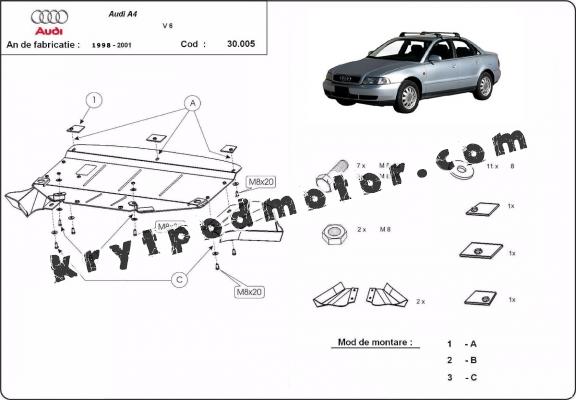 Kryt pod motor Audi A4  B5