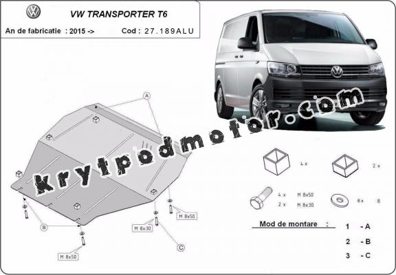 Kryt pod motor hliník Volkswagen Transporter T6